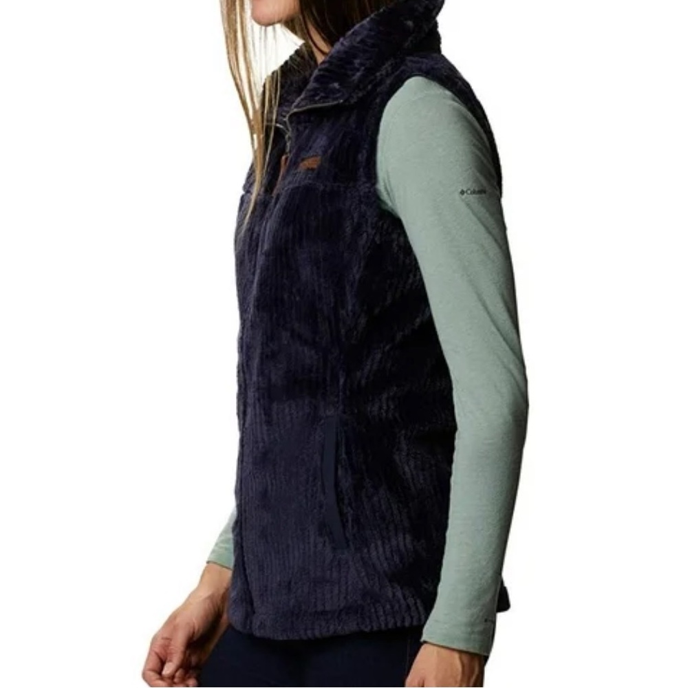 NWT Columbia fireside Sherpa long vest in navy cord size small - Picture 2 of 12